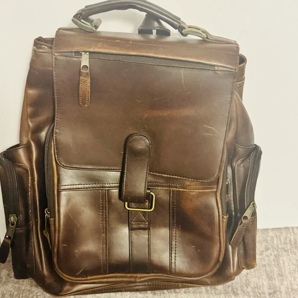 VTG Dark Brown Men's Leather Backpack
